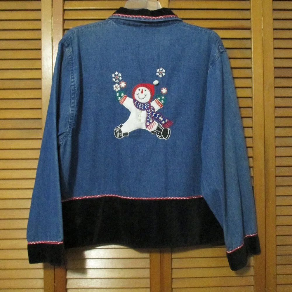 Tantrums Vintage top denim Christmas snowmen - Picture 11 of 11